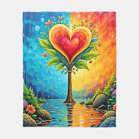 Baum der Liebe und Lebensgestaltung Fleecedecke (Vorderseite)