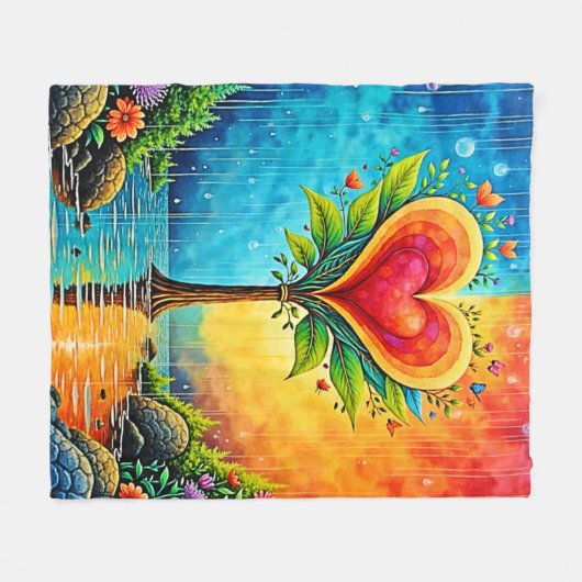 Baum der Liebe und Lebensgestaltung Fleecedecke (Vorderseite (Horizontal))