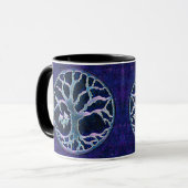 Baum der Life Tasse in Royal Blue und Lila (Vorderseite Links)