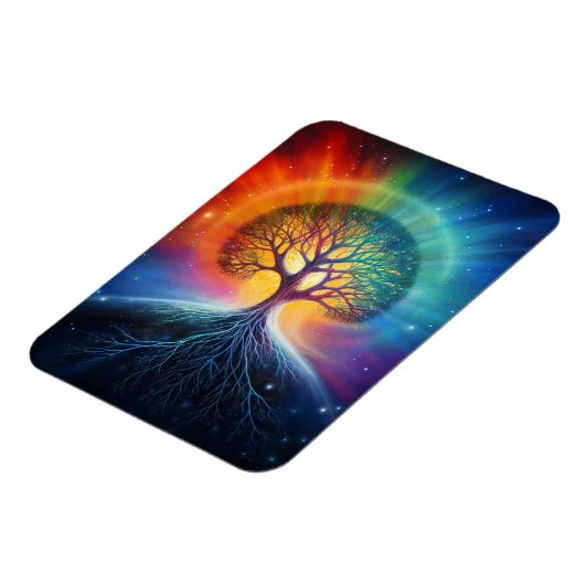 Baum der surrealen Regenbogenkunst Magnet (Linke Seite)