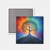 Baum der surrealen Regenbogenkunst Magnet (Vorderseite/Rückseite)