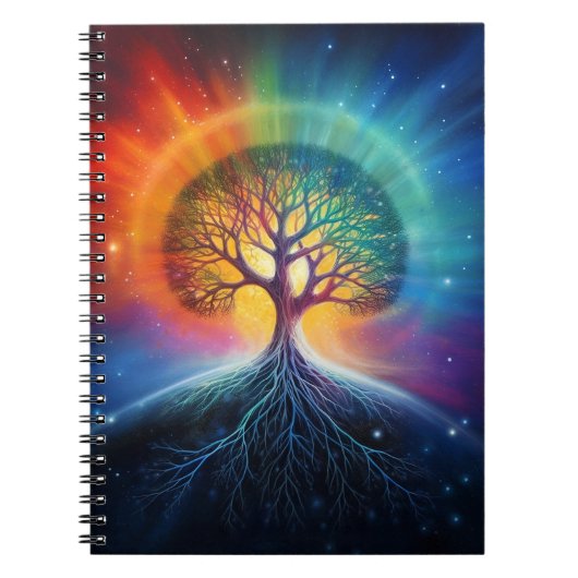 Baum der surrealen Regenbogenkunst Notizblock (Vorderseite)