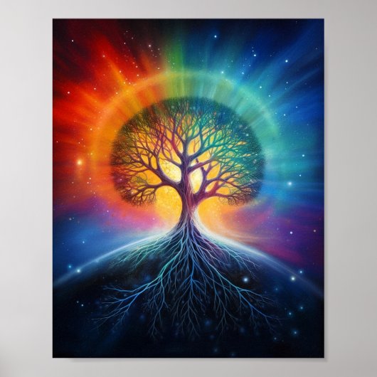 Baum der surrealen Regenbogenkunst Poster (Vorne)