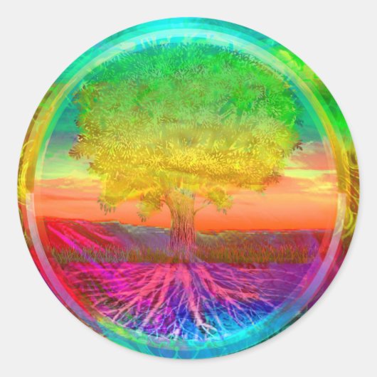 Baum der Wunder des Lebens Runder Aufkleber (Vorderseite)