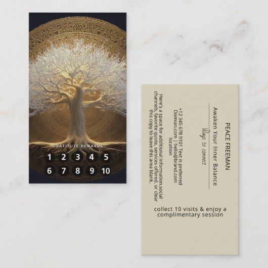 Baum des ewigen Lichts | Design Baum des Lebens Visitenkarte (Vorne/Hinten)