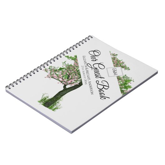 Baum des Gastbuches Hochzeit oder Gedenkstätte And Notizblock (Linke Seite)