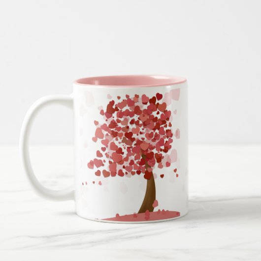Baum des Herzens niedliche Kunstherzen Zweifarbige Tasse (Links)