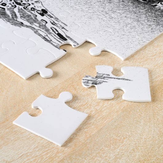 Baum des Korallenriffs Schwarz-Weiß Puzzle (Seite)