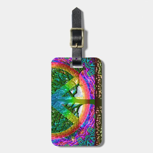 Baum des Leben-Friedens Gepäckanhänger (Vorderseite vertikal)
