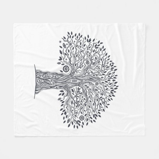Baum des Leben-Gekritzels Fleecedecke (Vorderseite (Horizontal))