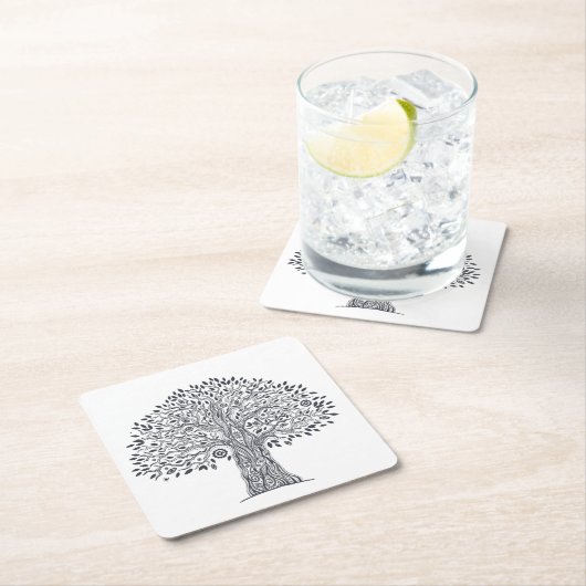 Baum des Leben-Gekritzels Rechteckiger Pappuntersetzer (Vor Ort)