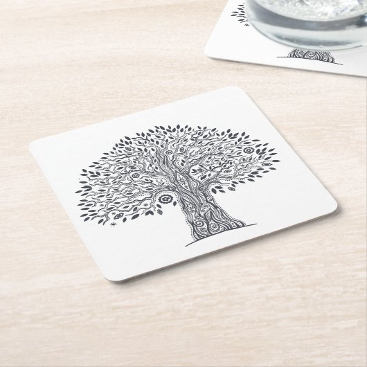 Baum des Leben-Gekritzels Rechteckiger Pappuntersetzer (angewinkelt)