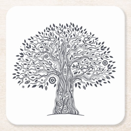 Baum des Leben-Gekritzels Rechteckiger Pappuntersetzer (Vorderseite)