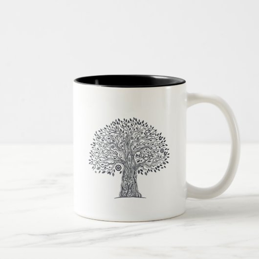 Baum des Leben-Gekritzels Zweifarbige Tasse (Rechts)