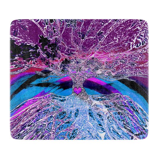 Baum des Leben-Herzens in Lila und in Blauem Schneidebrett (Vorderseite)