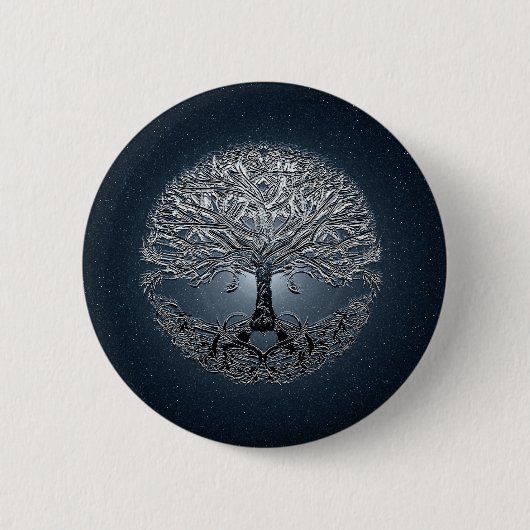 Baum des Leben-Nova-Blaus Button (Vorderseite)