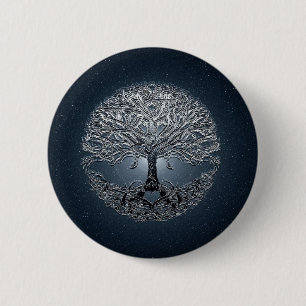 Baum des Leben-Nova-Blaus Button