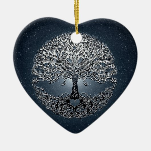 Baum des Leben-Nova-Blaus Keramik Ornament (Vorne)