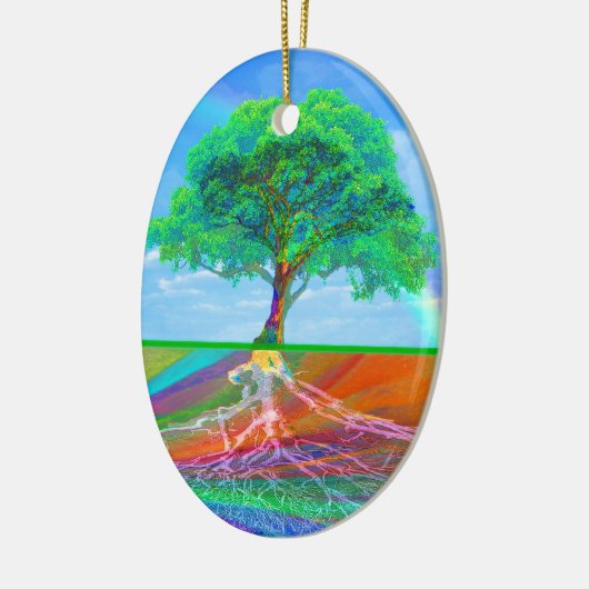 Baum des Leben-Regenbogens Keramik Ornament (Links)