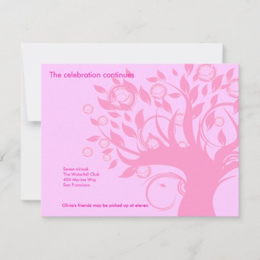 Baum des Leben-Rosa-Schläger Mitzvah Einladung (Vorderseite)