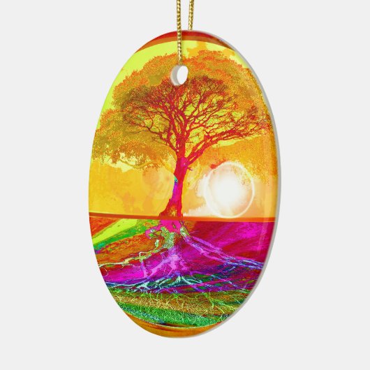 Baum des Leben-Sonnenaufgangs Keramik Ornament (Links)