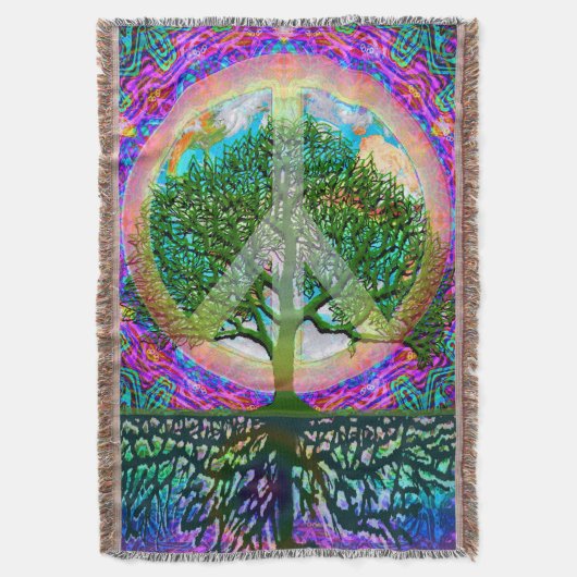 Baum des Leben-Weltfriedensregenbogens Decke (Vorderseite Vertikal)