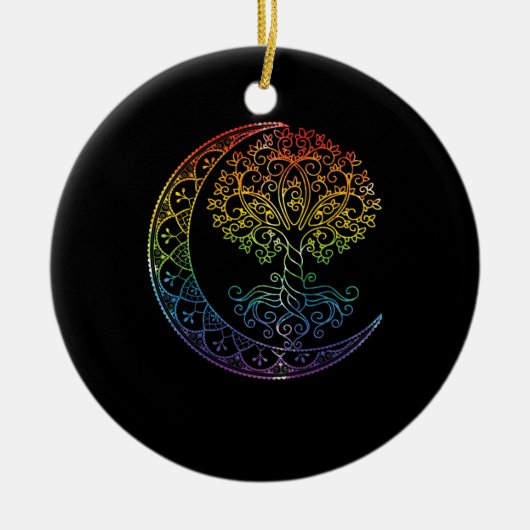 Baum des lebendigen Mondes Phasen Mandala Yoga Ges Keramik Ornament (Vorne)