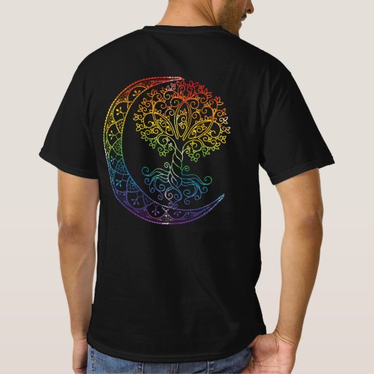 Baum des lebendigen Mondes Phasen Mandala Yoga Ges T-Shirt (Rückseite)