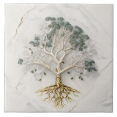 Baum des Lebens 3D Abbildung Weißer Marmor Fliese (Vorderseite)