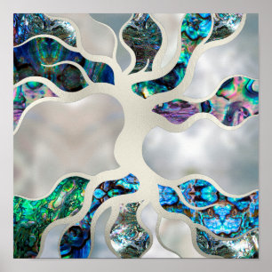 Baum des Lebens - Abalone-Schale und Perle Poster