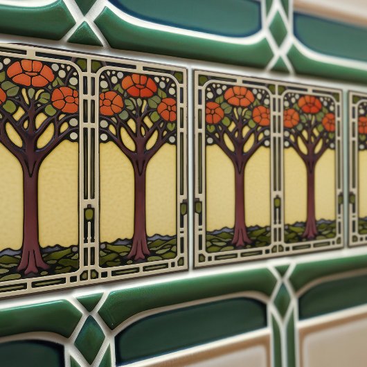 Baum des Lebens Abstrakt Gelborange Mitte des Jahr Fliese