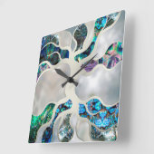 Baum des Lebens - Alleinstehende Muschel und Perle Quadratische Wanduhr (Winkel)