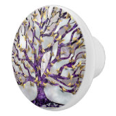 Baum des Lebens - Amethyst und Schmetterlinge Keramikknauf (Rechts)