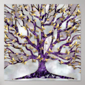 Baum des Lebens - Amethyst und Schmetterlinge Poster (Vorne)