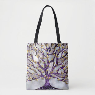 Baum des Lebens - Amethyst und Schmetterlinge Tasche