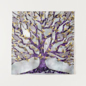 Baum des Lebens - Amethyst und Schmetterlinge Wandteppich (Vorderseite)
