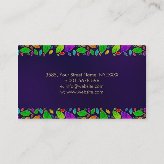 Baum des Lebens - Aquarell-Blätter - quadratische  Visitenkarte (Rückseite)