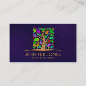 Baum des Lebens - Aquarell-Blätter - quadratische  Visitenkarte (Vorderseite)