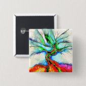 Baum des Lebens - Aquarell, Tinte und Gold Button (Vorne & Hinten)