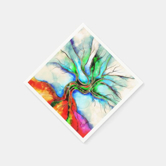 Baum des Lebens - Aquarell, Tinte und Gold Serviette (Ecke)