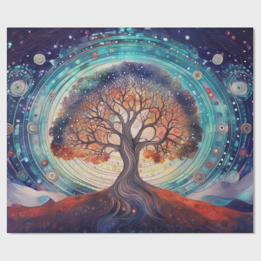 Baum des Lebens, ätherische Liebe trifft Natur Geschenkpapier (Flach)