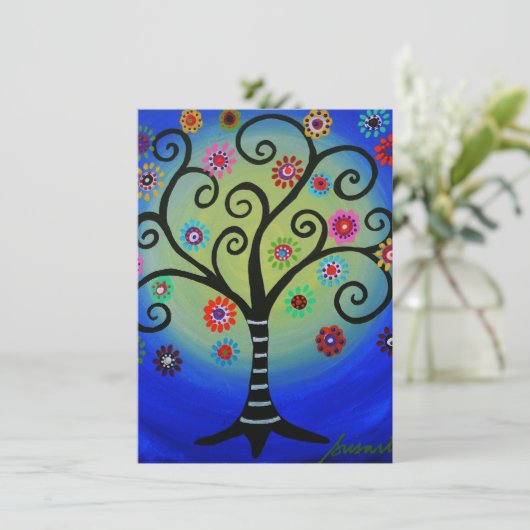 Baum des Lebens Bar Bat B'Nai Mitzvah Einladungen (Stehend Vorderseite)