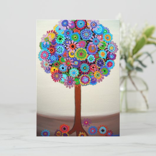 Baum des Lebens Bar Bat Mitzvah Einladungen (Stehend Vorderseite)