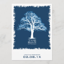 Baum des Lebens Bar Mitzvah Invitation Navy Blue Einladung