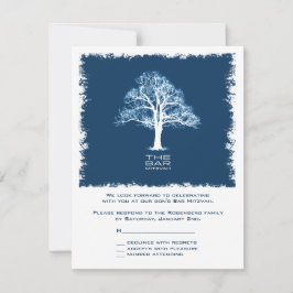 Baum des Lebens Bar Mitzvah UAWG Reply Card Navy RSVP Karte