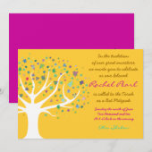 Baum des Lebens Bat Mitzvah Einladung Gold (Vorne/Hinten)