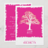 Baum des Lebens Bat Mitzvah Einladung in Rosa (Vorne/Hinten)