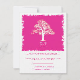 Baum des Lebens Bat Mitzvah UAWG Reply Card Rosa Einladung