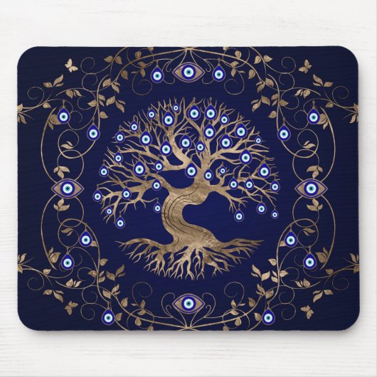 Baum des Lebens böse Augen Ornament Mousepad (Vorne)