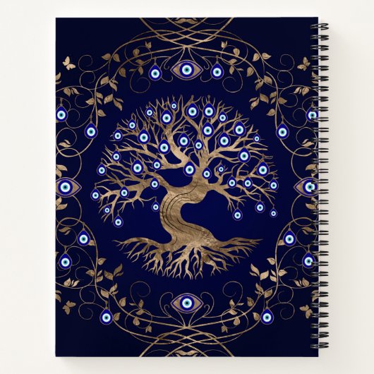 Baum des Lebens böse Augen Ornament Notizblock (Rückseite)
